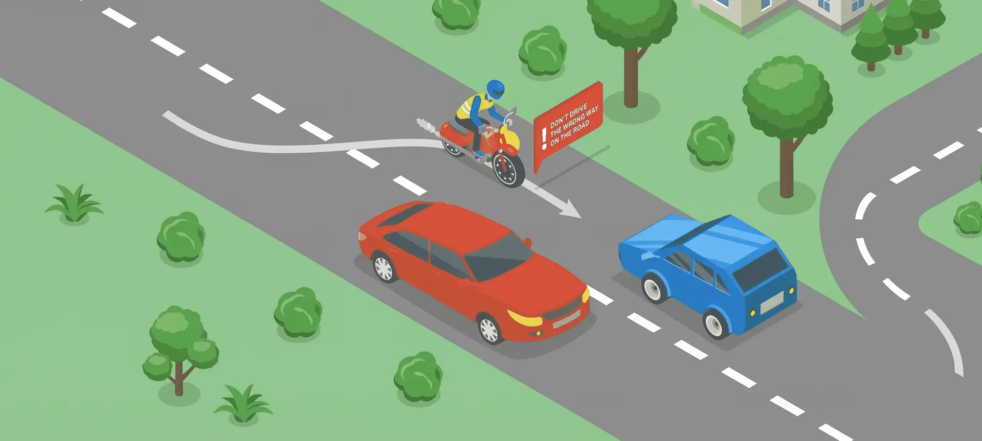 Yukardaki resme göre hangisi söylenebilir? (yol iki yönlü bir yol) — soru görseli