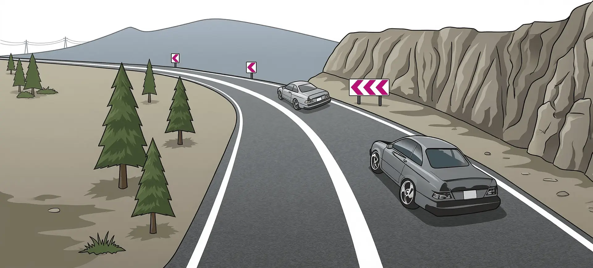 Şekildeki kara yolu bölümünde sürücülerin aşağıdakilerden hangisini yapması doğrudur? — soru görseli